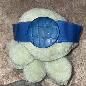 Vintage 80s  Blue Elastic Belt w/croc embossed buckle adjustable